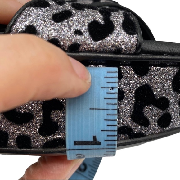Yves Saint Laurent Paris Sandal Glitter Silver Leopard Leather Stiletto Size 10